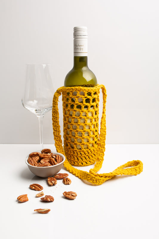 Crochet Bottle Bag - Yellow